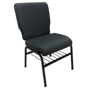 Cadeira para Igrejas com Porta Bíblia e Porta Cálice Cinza.