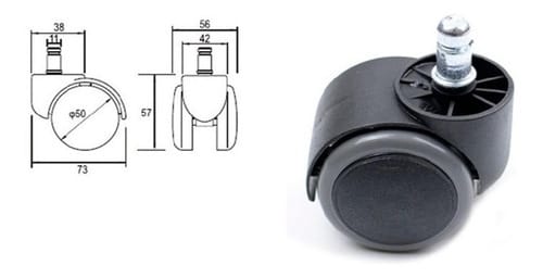 Rodízio de Cadeira Escritório IND 15 Unidades Semi Silicone Anti Risco