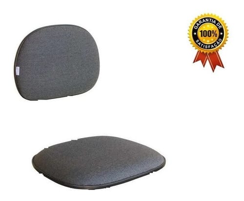 Conjunto Assento e Encosto Cadeira Executiva Tecido Azul
