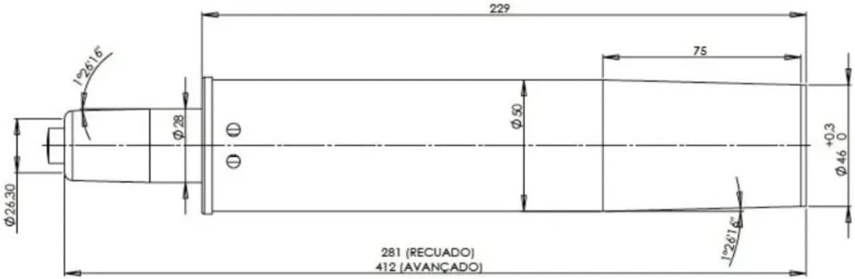 Pistão a Gás Classe 3 Universal para Cadeira Escritório Gamer - 150kg