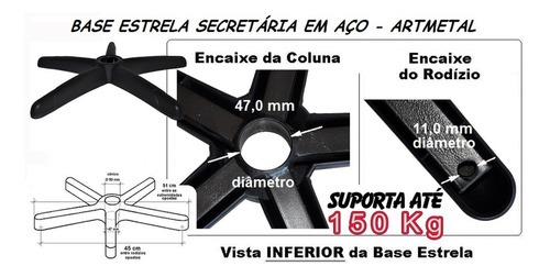 Kit 10 Base Estrela para Cadeira Escritório em Nylon