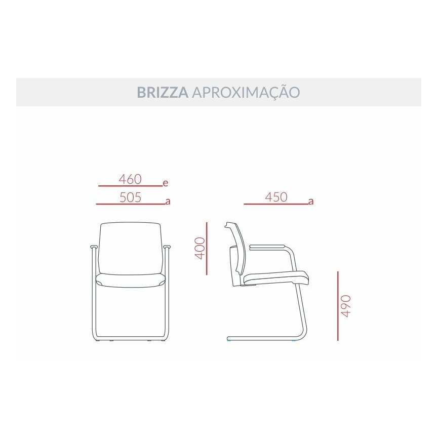 Conjunto 2 Cadeiras Fixas Brizza Encosto Tela Mesh Base Cromada | Cadeira Escritório IND