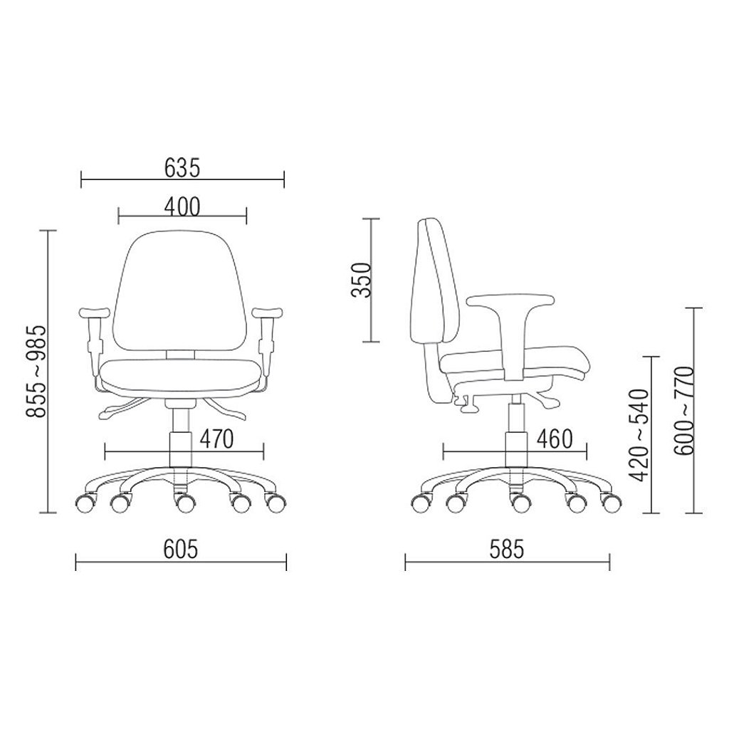 Cadeira de Escritório Sky Executiva Ergonômica com braços N17 ABNT Tecido Preto