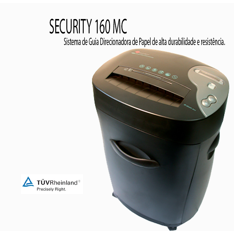FRAGMENTADORA SECURITY 160 MC 15 FOLHAS DVD PARTÍCULAS 4X25MM CESTO 35L VISOR 60DB