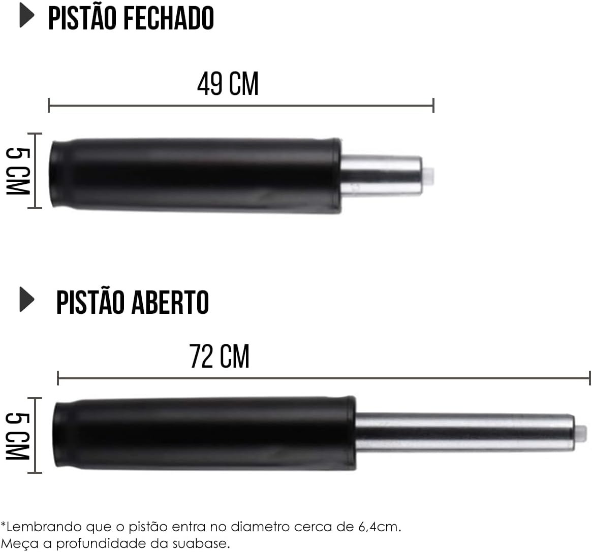 Kit 2x Pistão a Gás Classe 4 para Cadeira Caixa | Cadeira Escritório IND