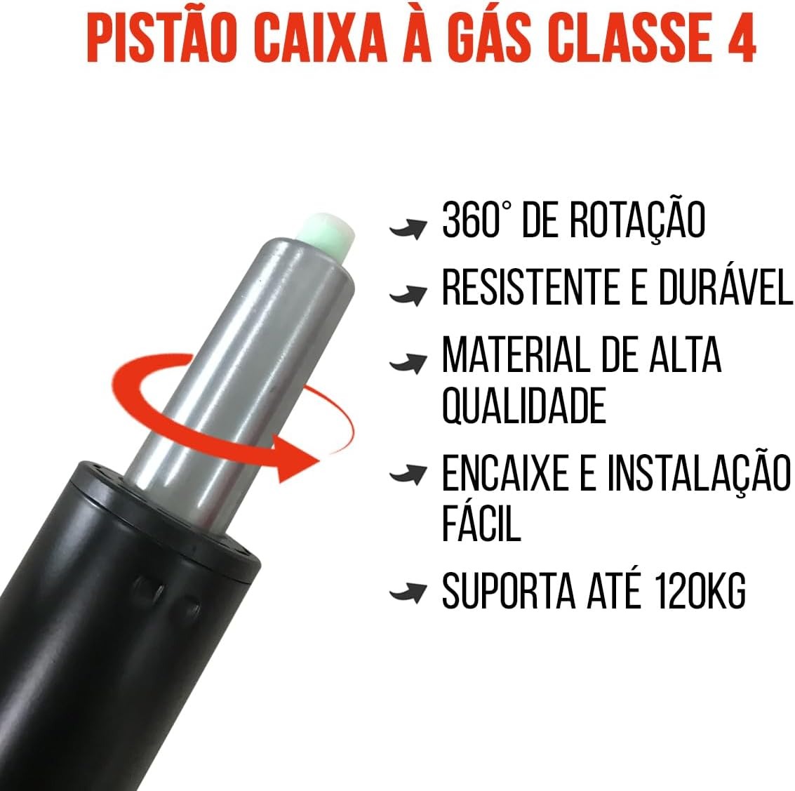 Kit 2x Pistão a Gás Classe 4 para Cadeira Caixa | Cadeira Escritório IND