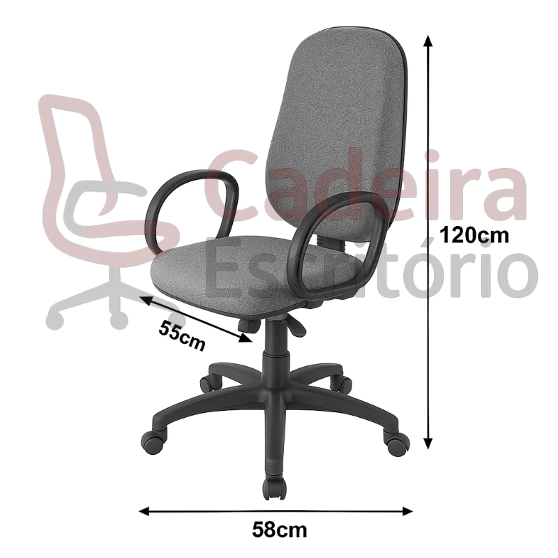 Cadeira Presidente Ergonômica Braço Corsa Fixos e Giratória Reclinável com Altura Ajustável – Cadeira Escritório IND