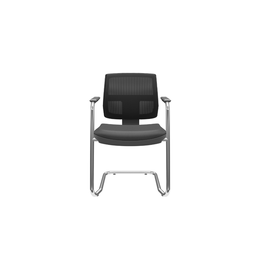 Conjunto 2 Cadeiras Fixas Brizza Encosto Tela Mesh Base Cromada | Cadeira Escritório IND