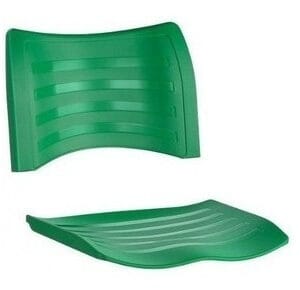 Assento e encosto em plástico verde para cadeira de escritório