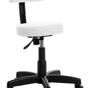 Cadeira Mocho Estética Branco 1626 com encosto baixo e base em estrela.