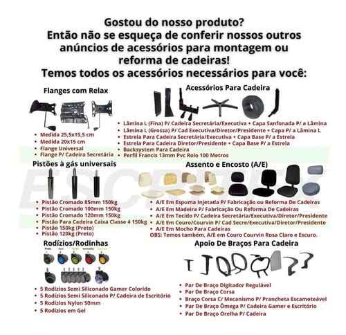 Par Apoio Braço Cadeira Escritório Cinza A Pronta Entrega