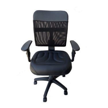 Cadeira De Escritório Em Tela Ergonomica Assento Em Couro.
