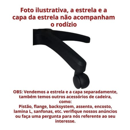 Rodízio para Cadeira de Escritório 50mm Nylon | Cadeira Escritório IND