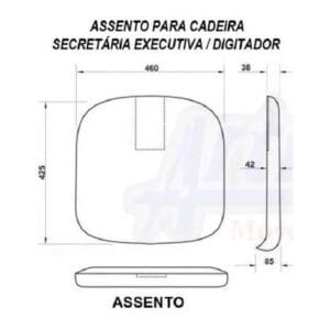 Assento e encosto em tecido preto para cadeira executiva.