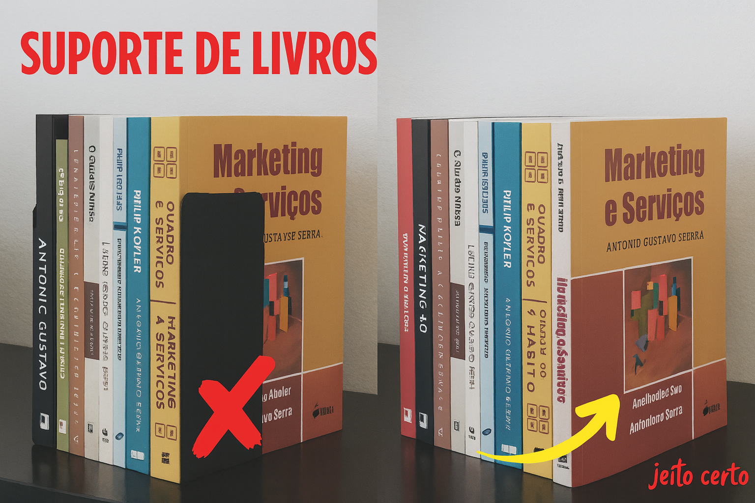 Par Bibliocanto Cinza Premium em Aço-Metal para Livros, Revistas e Pastas – Organizador de Escritório