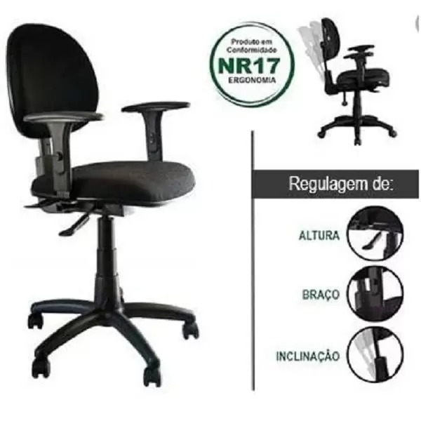 Cadeira de Escritório Executiva Ergonômica com braços N17 ABNT Azul