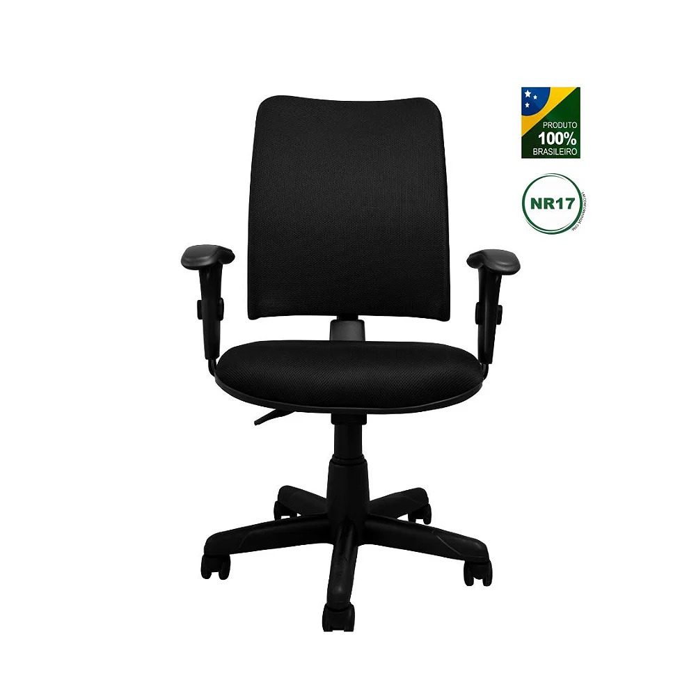 Cadeira Tela Executiva BackSystem NR17 Com Braço Regulável Preta