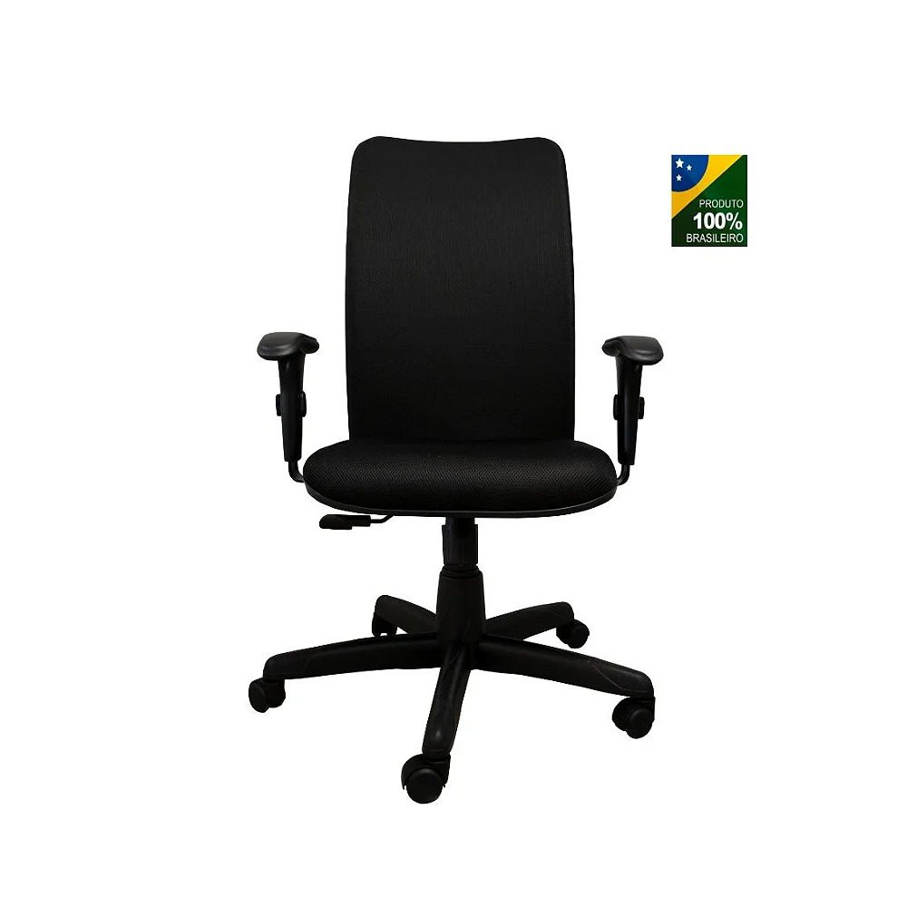 Cadeira Tela Presidente com Relax Braços Regulável Preta