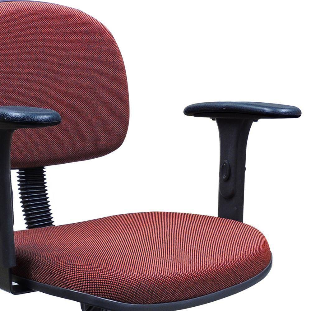 Cadeira Secretária Giratória Com Braços Reguláveis Vermelho Com Preto