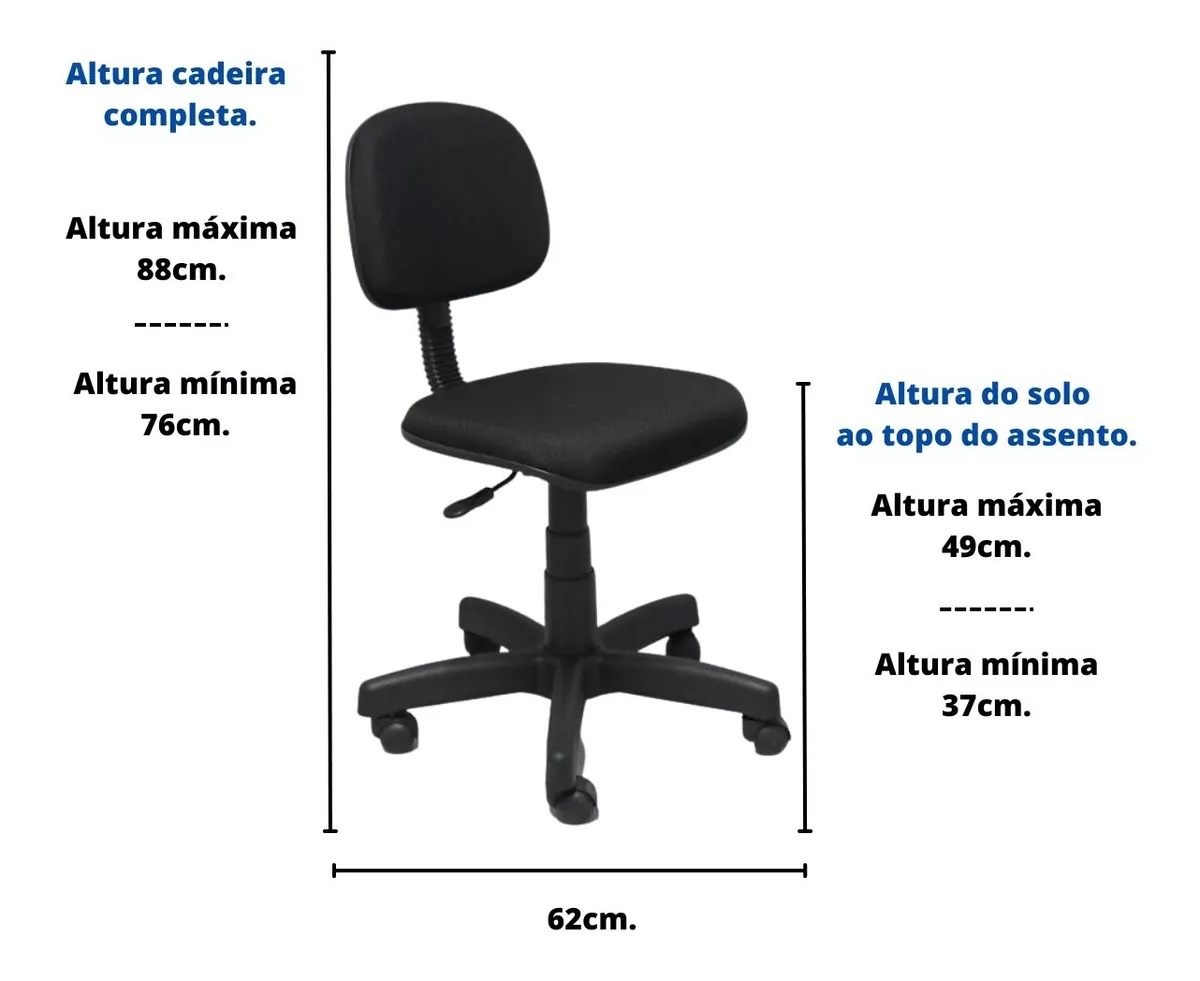 Cadeira De Escritório Secretaria Sem Braço CE Preto