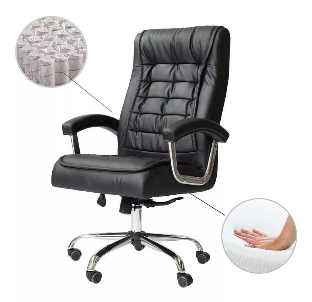Conjunto de Cadeira Presidente Premium Luxo Mola Ensacada Nacional