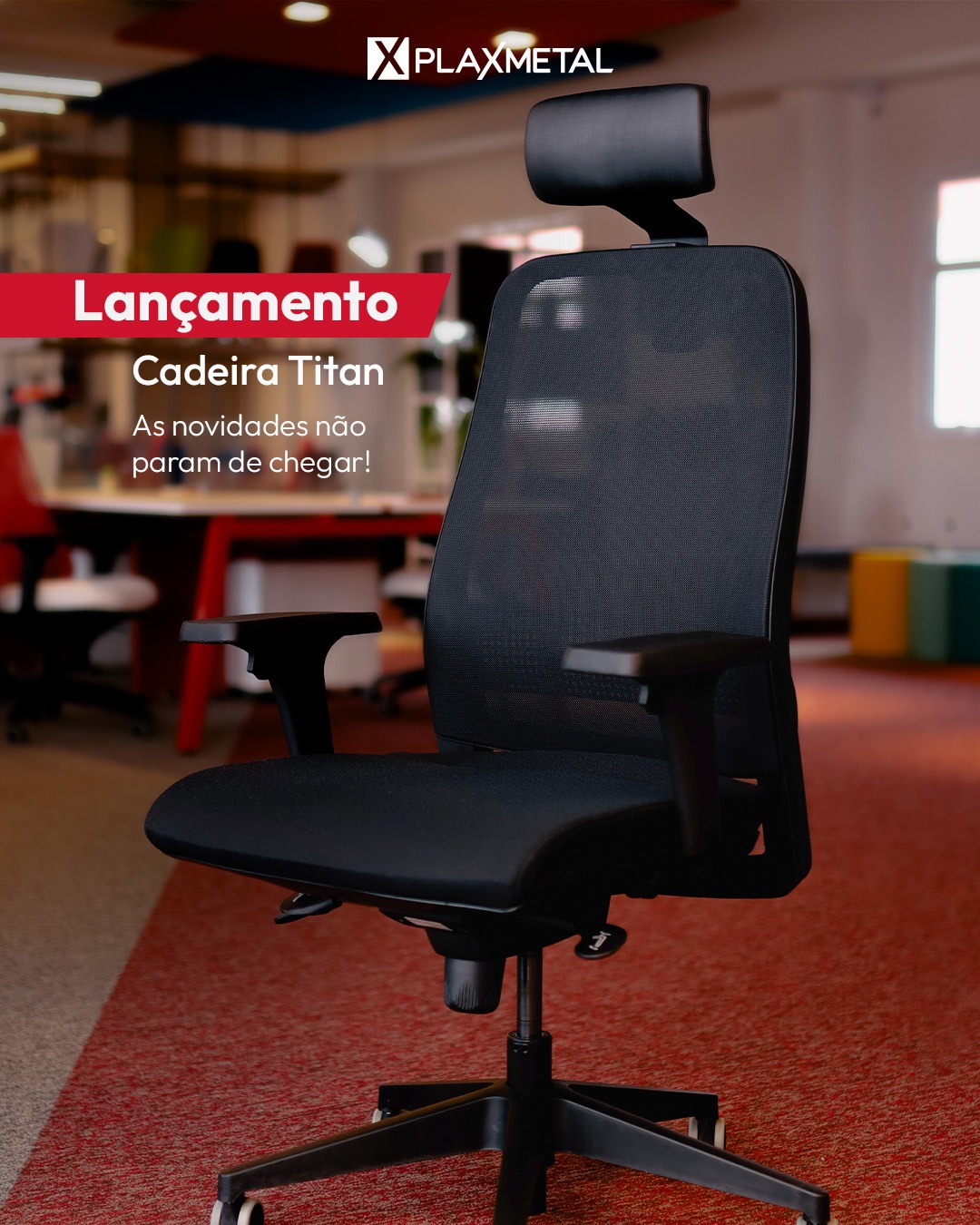 Cadeira Presidente Titan Slider - Tela Com Encosto de Cabeça Premium