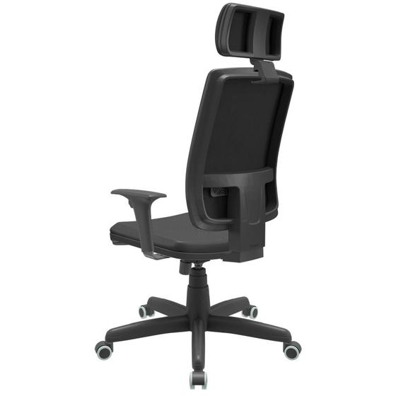 Cadeira Cadeira Escritório IND Office Soft Cadeira Escritório IND com Encosto de Cabeça, Vinil Preto e Sistema Relax