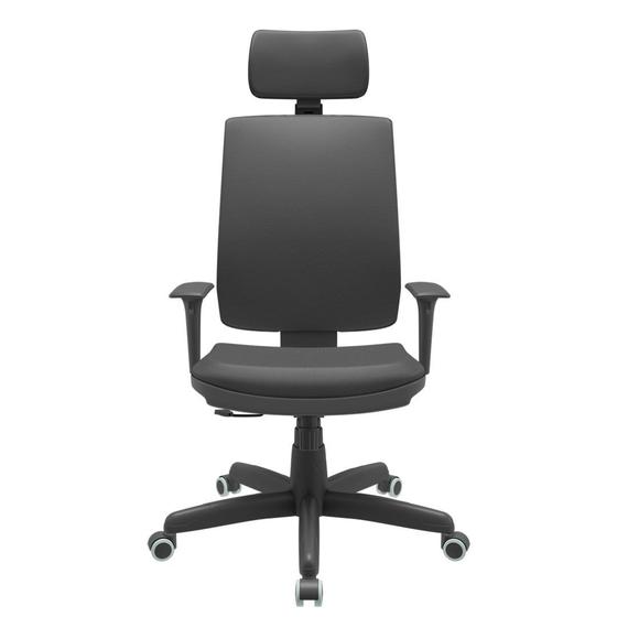 Cadeira Cadeira Escritório IND Office Soft Cadeira Escritório IND com Encosto de Cabeça, Vinil Preto e Sistema Relax