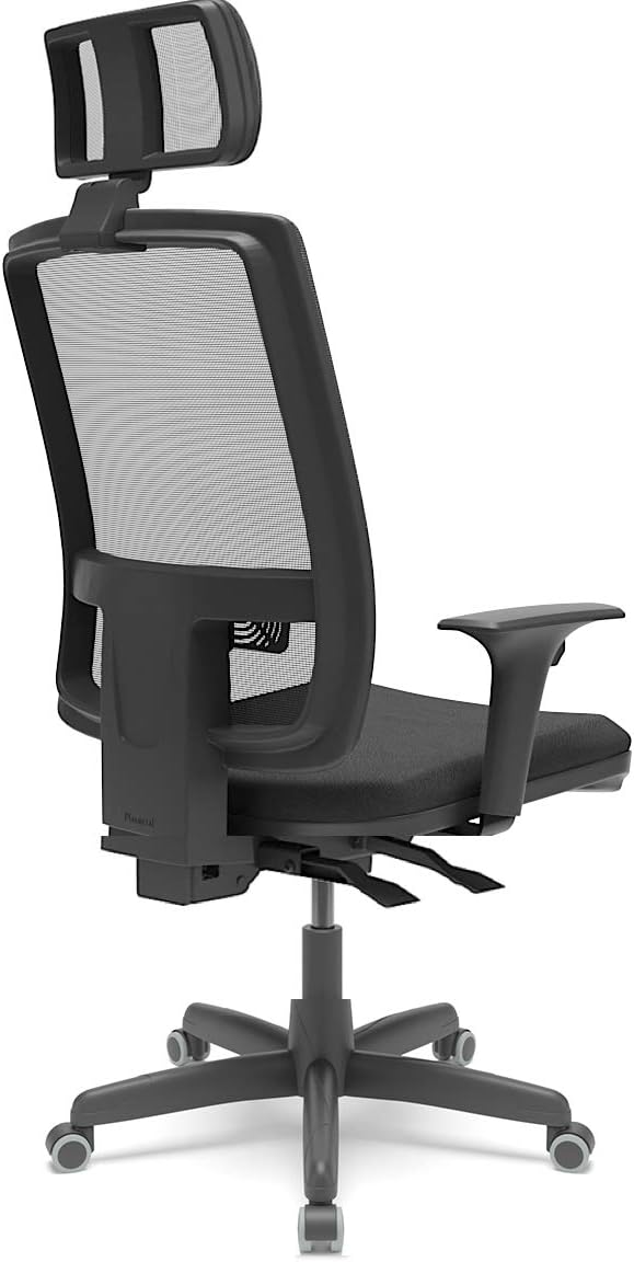 Cadeira de Escritório Presidente Cadeira Escritório IND Braço 3D Backplax Revestimento Couro Ecológico Preto- Cadeira Escritório IND