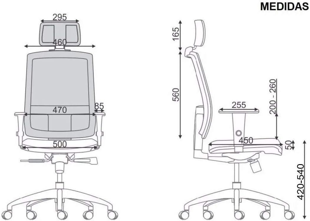 Cadeira de Escritório Presidente Cadeira Escritório IND Braço 3D Backplax Revestimento Couro Ecológico Preto- Cadeira Escritório IND