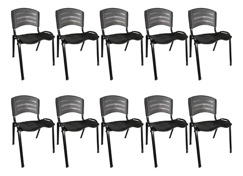 Kit 10 Cadeiras Plastica Iso Empilhável P/ Escola Igrejas