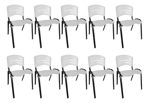 Kit 10 Cadeiras Plastica Iso Empilhável P/ Escola Igrejas