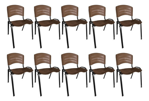Kit 10 Cadeiras Plastica Iso Empilhável P/ Escola Igrejas