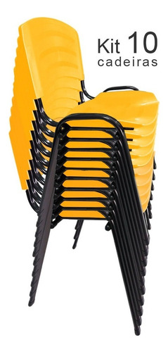 Kit 10 Cadeiras Plastica Iso Empilhável P/ Escola Igrejas