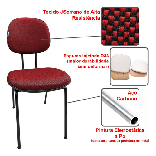 Kit 2 Cadeira De Escritório Fixa Estofada Para Escola Igreja