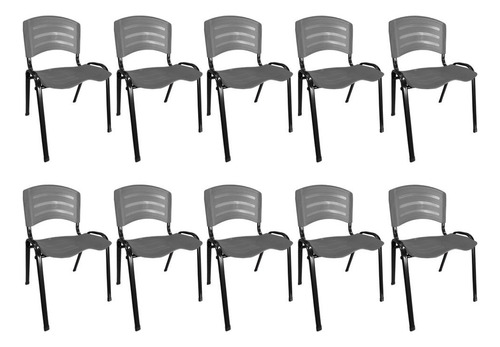Kit 10 Cadeiras Plastica Iso Empilhável P/ Escola Igrejas