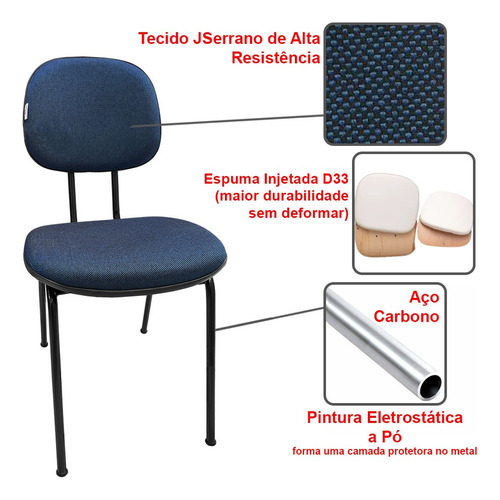 Kit 2 Cadeira De Escritório Fixa Estofada Para Escola Igreja