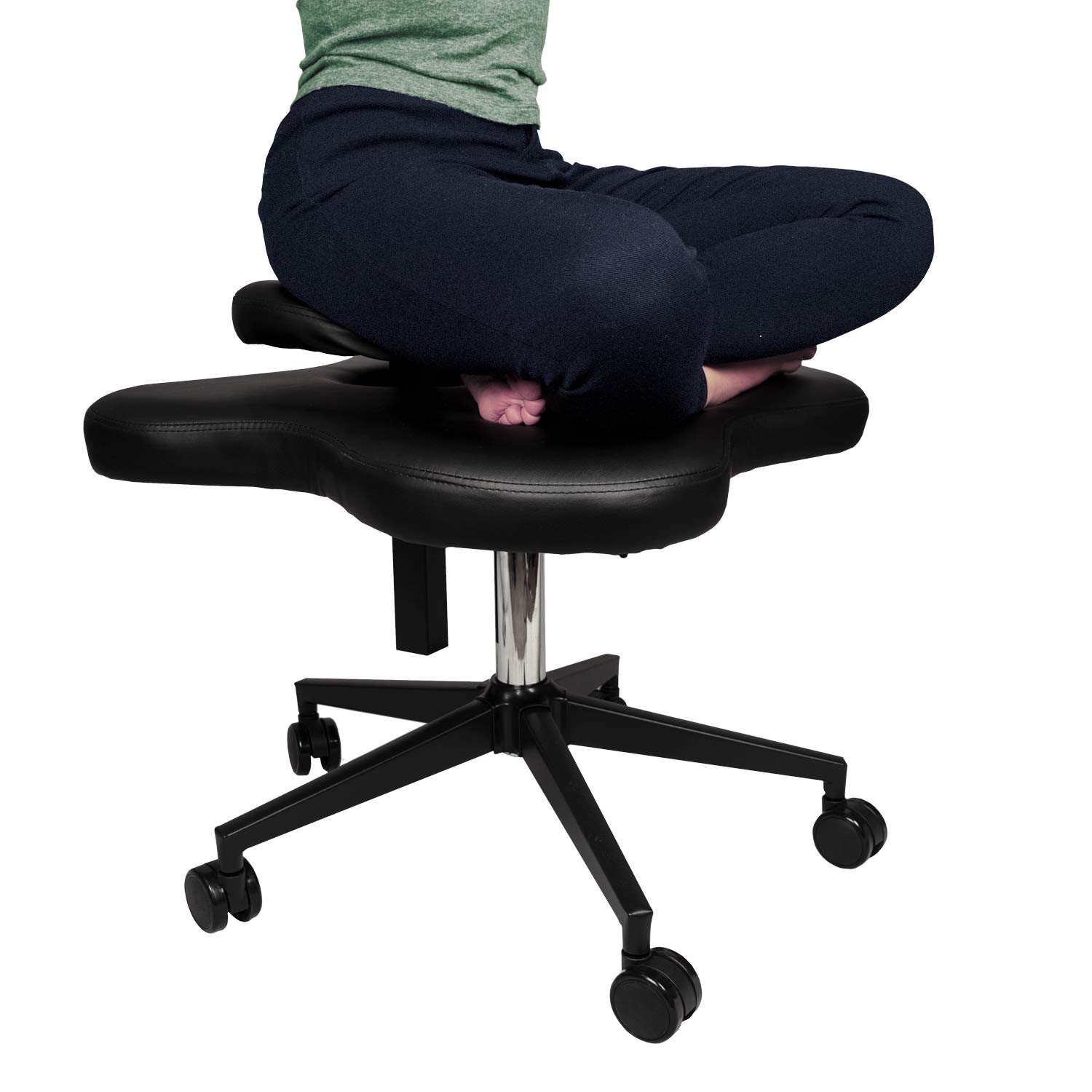 Cadeira de joelho com pernas cruzadas para dor nas costas, altura ajustável para escritório assento ergonômico
