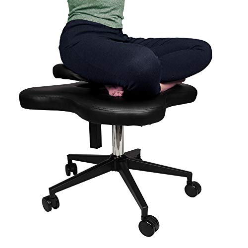 Cadeira de joelho com pernas cruzadas para dor nas costas, altura ajustável para escritório assento ergonômico