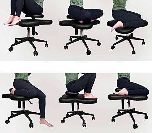 Cadeira de joelho com pernas cruzadas para dor nas costas, altura ajustável para escritório assento ergonômico