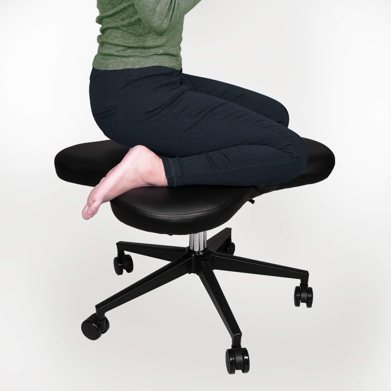 Cadeira de joelho com pernas cruzadas para dor nas costas, altura ajustável para escritório assento ergonômico