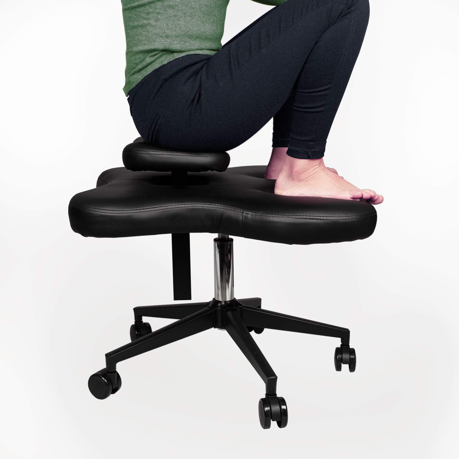 Cadeira de joelho com pernas cruzadas para dor nas costas, altura ajustável para escritório assento ergonômico