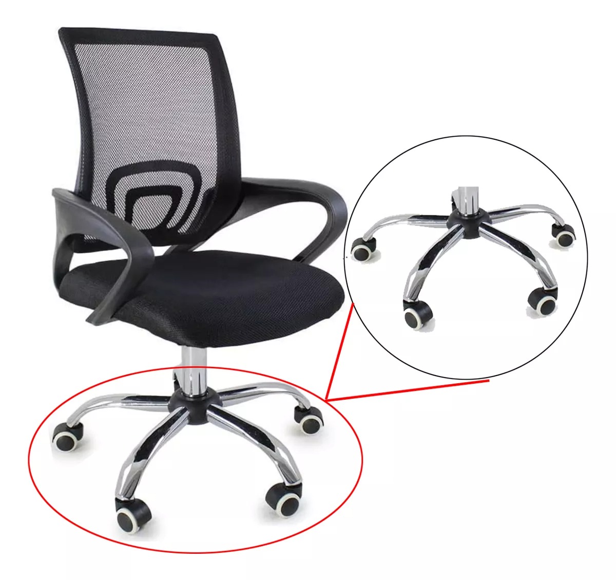 BASE ESTRELA CADEIRA pctop office fit 1001 9050 tela mesh