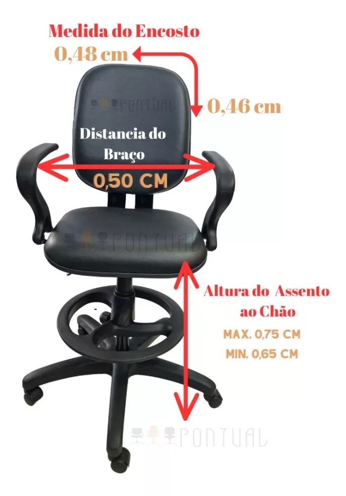Cadeira Caixa Alta Reforçada Com Braços E Rodinhas - 150kg