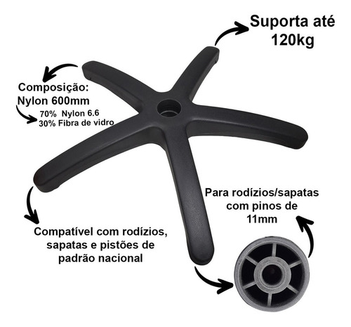 Estrela Para Cadeiras Diretoria/presidência Com Pistão 3cl
