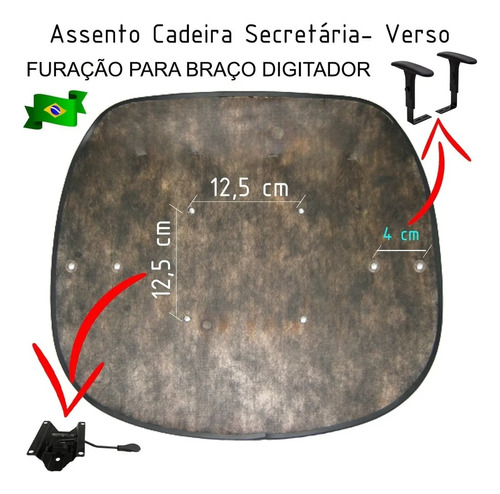 Assento E Encosto Cadeira Escritório Secretaria Tecido Preto + Canoinha