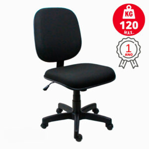 Cadeira de escritório giratória preta LISS FIA sem braços, base nylon 5 pontas, estofamento em tecido, capacidade 120kg.