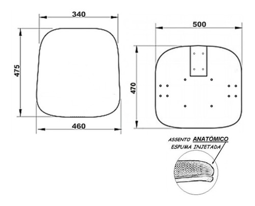 Kit Assento e Encosto para Cadeira de Escritório Diretor 12,5x12,5 cm | Estrutura Completa para Reposição
