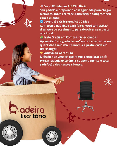 Braços Apoio De Cadeira Gamer Escritório Premium Confort Preto