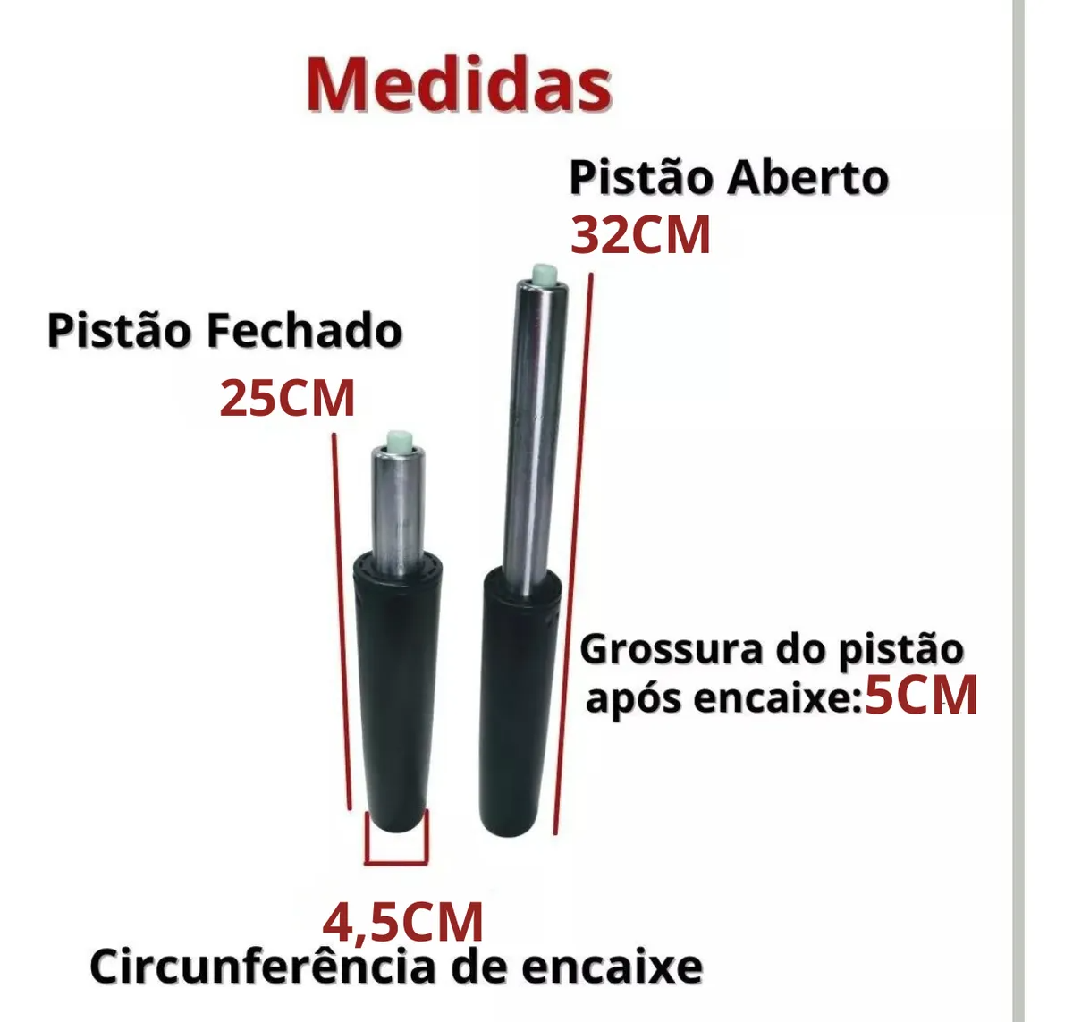 Pistão a Gás Classe Reforçado para Cadeira de Escritório Piramidal